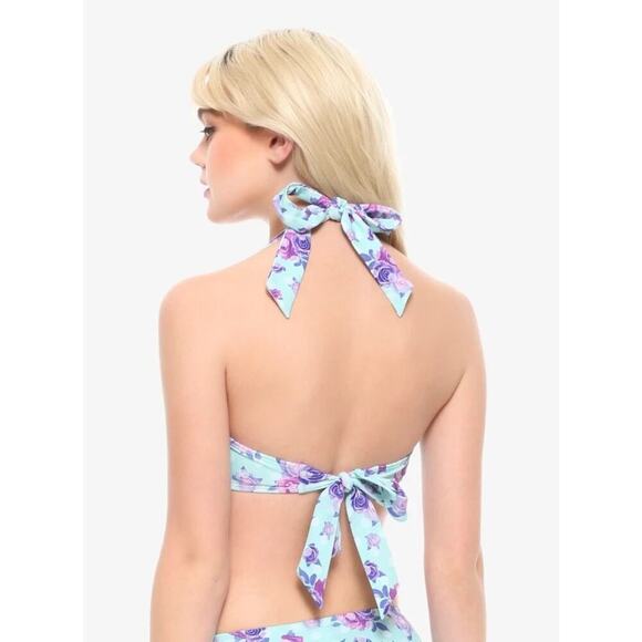 Hot Topic Women's Blue Underwire Padded Halter Balconette Bikini Top Size Large - Picture 2 of 6